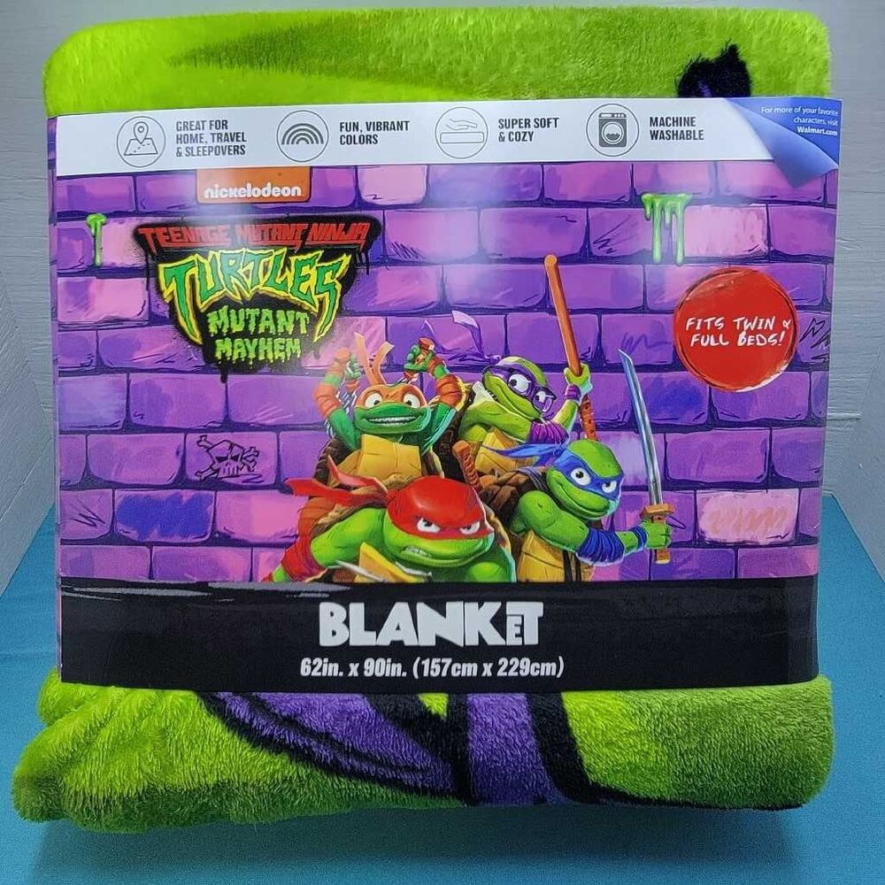 Teenage Mutant Ninja Turtles Blanket Twin Full Slumber Party Movie Green